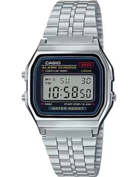 Casio Digital Watch A159W-N1DF Grey Dial, Silver Band