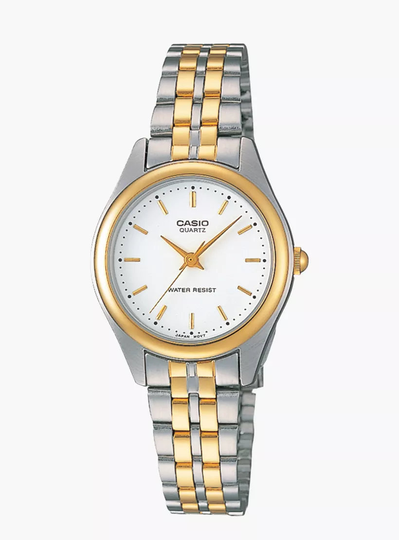 Casio Women's Silver & Gold Analog Metal Strap Watch LTP-1129G-7ARDF