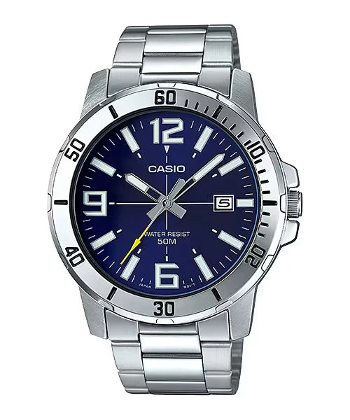Casio Men's Silver Analog Stainless Steel Strap Watch -MTP-VD01D-2BVUDF