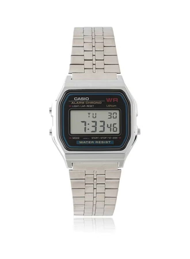 Casio Digital Watch A159W-N1DF Grey Dial, Silver Band