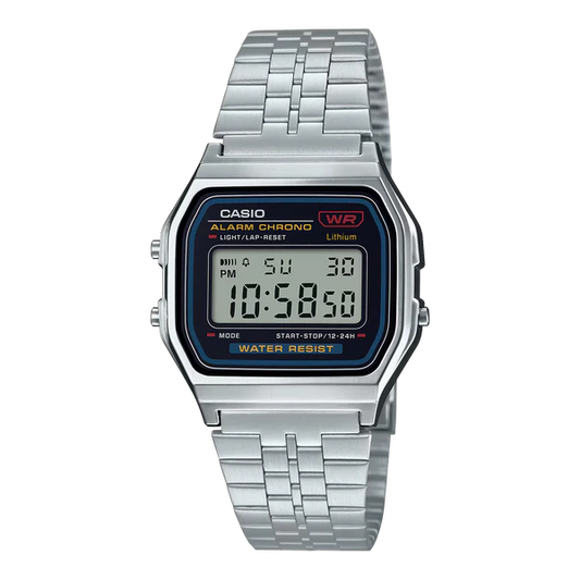 Casio Digital Watch   A159W-N1DF  Grey Dial, Silver Band